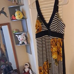 Enfocus Studio Navy and White Striped Dress